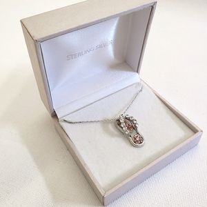 Pink Floral Flip Flop with Cubic Zirconia Pendant